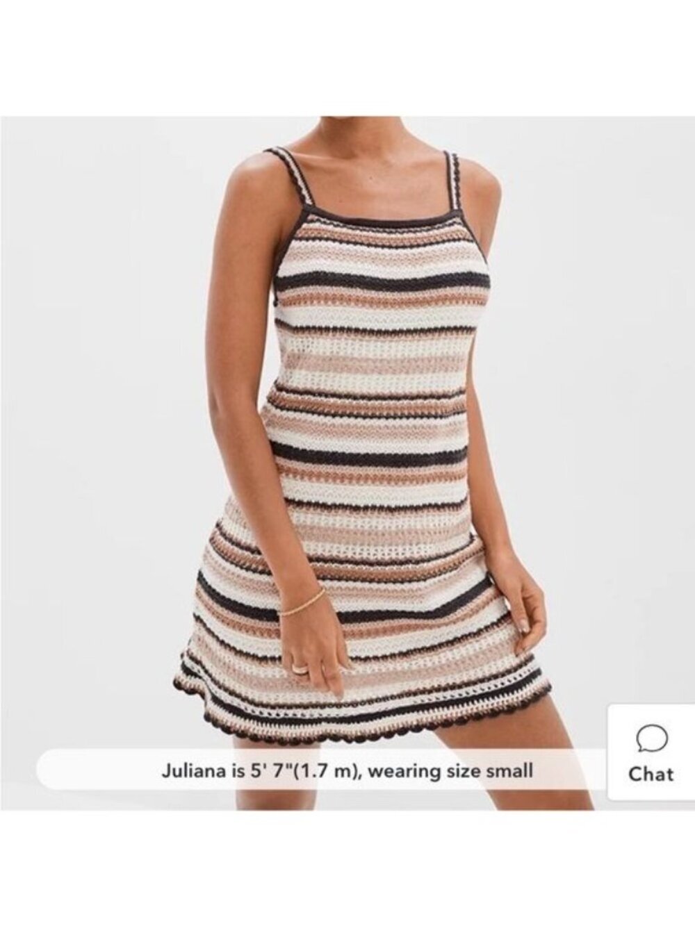 American Eagle Outfitters Brown Crochet Stripe Sleeveless Dress - Picture 2 of 7
